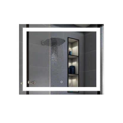 Duko Aurora 36" x 30" Aluminum Vanity Mirror With White LED Mirror, Anti-Fog and Bluetooth Options