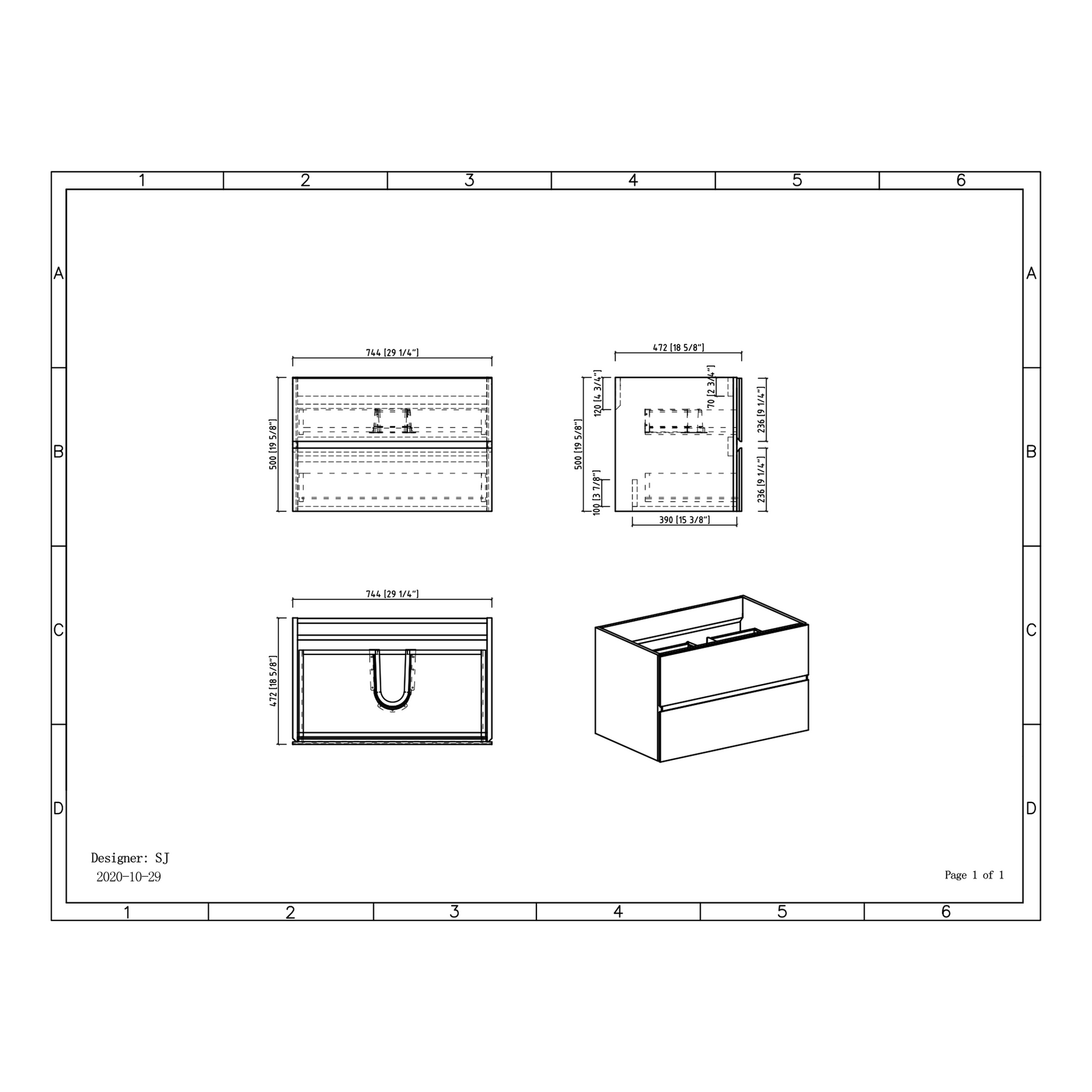 Duko Edi 30" Wooden Vanity Set With Black Single Basin and Drawer Cabinet Cement Gray