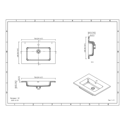 Duko Edi 30" Wooden Vanity Set With Black Single Basin and Drawer Cabinet Cement Gray