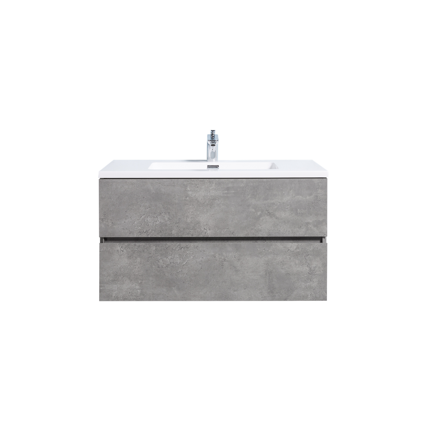 Duko Edi 36" With White Single Basin and Drawer Cabinet Cement Gray Wooden Vanity Set