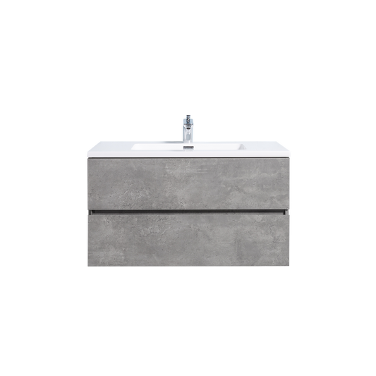 Duko Edi 36" With White Single Basin and Drawer Cabinet Cement Gray Wooden Vanity Set