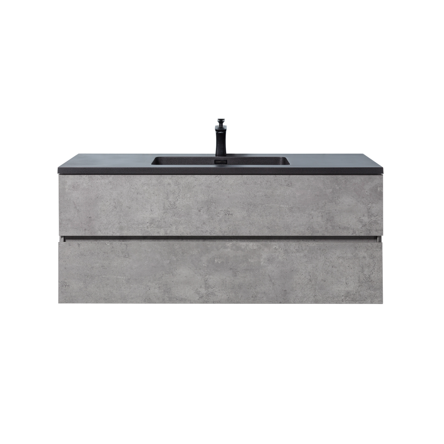 Duko Edi 48" With Black Single Basin and Drawer Cabinet Cement Gray Wooden Vanity Set