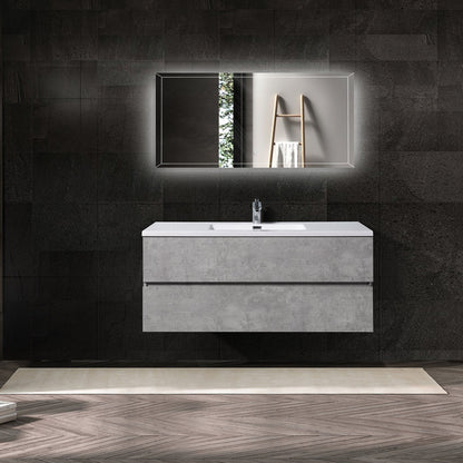 Duko Edi 48" With White Single Basin and Drawer Cabinet Cement Gray Wooden Vanity Set