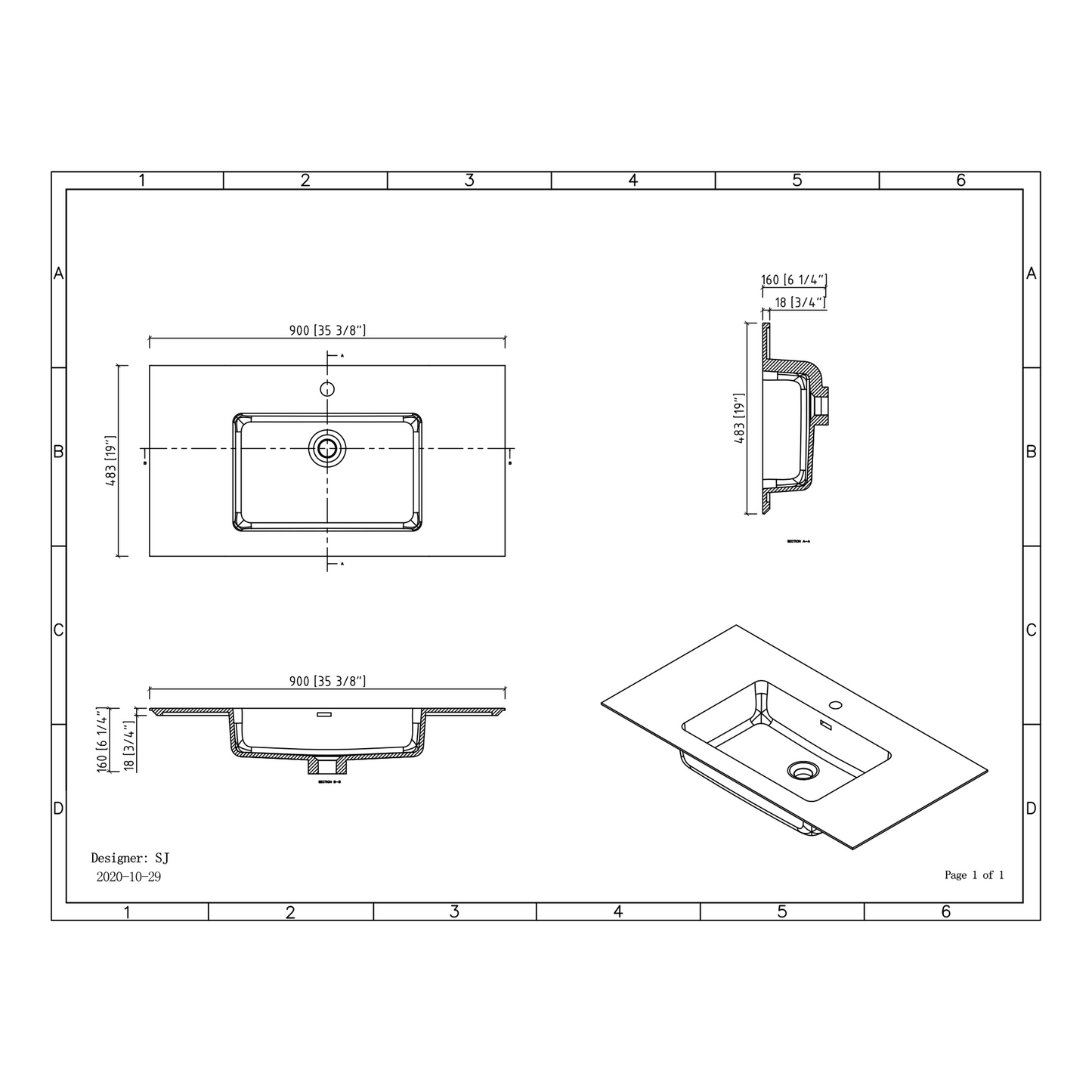 Duko Expect 36" Wooden Vanity Set With Black Single Basin and Drawer Cabinet Natural Oak