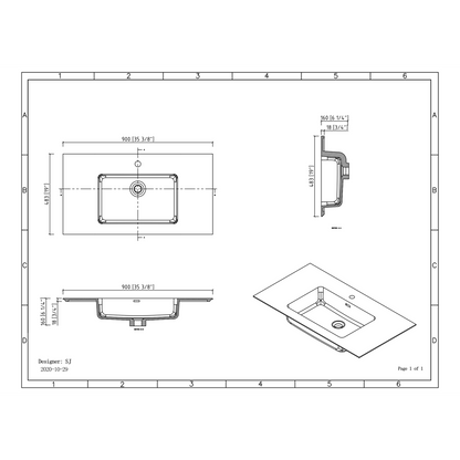 Duko Expect 36" Wooden Vanity Set With Black Single Basin and Drawer Cabinet Natural Oak