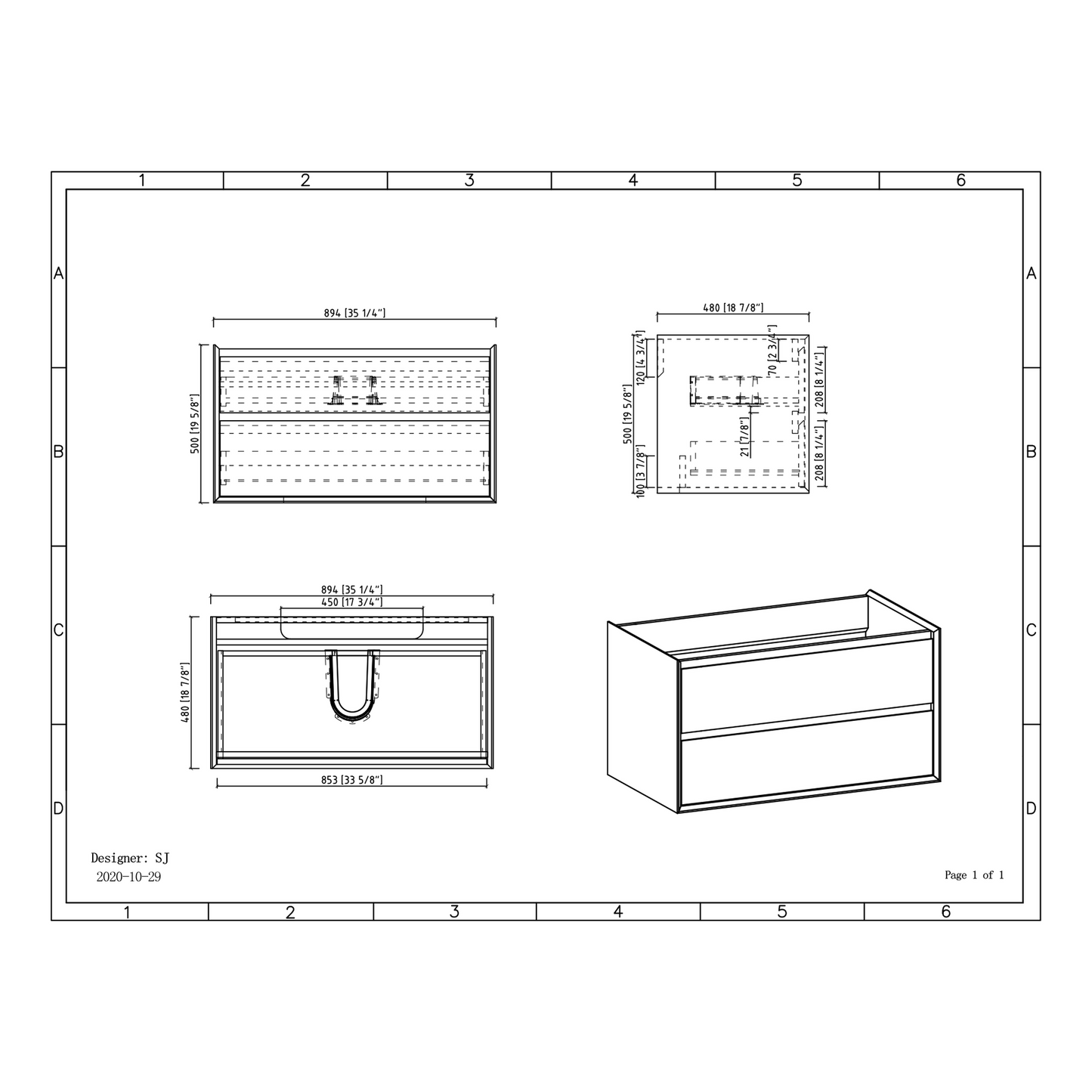 Duko Expect 36" Wooden Vanity Set With Black Single Basin and Drawer Cabinet Natural Oak