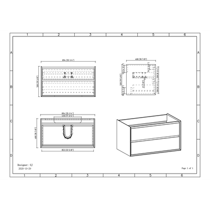 Duko Expect 36" Wooden Vanity Set With Black Single Basin and Drawer Cabinet Natural Oak