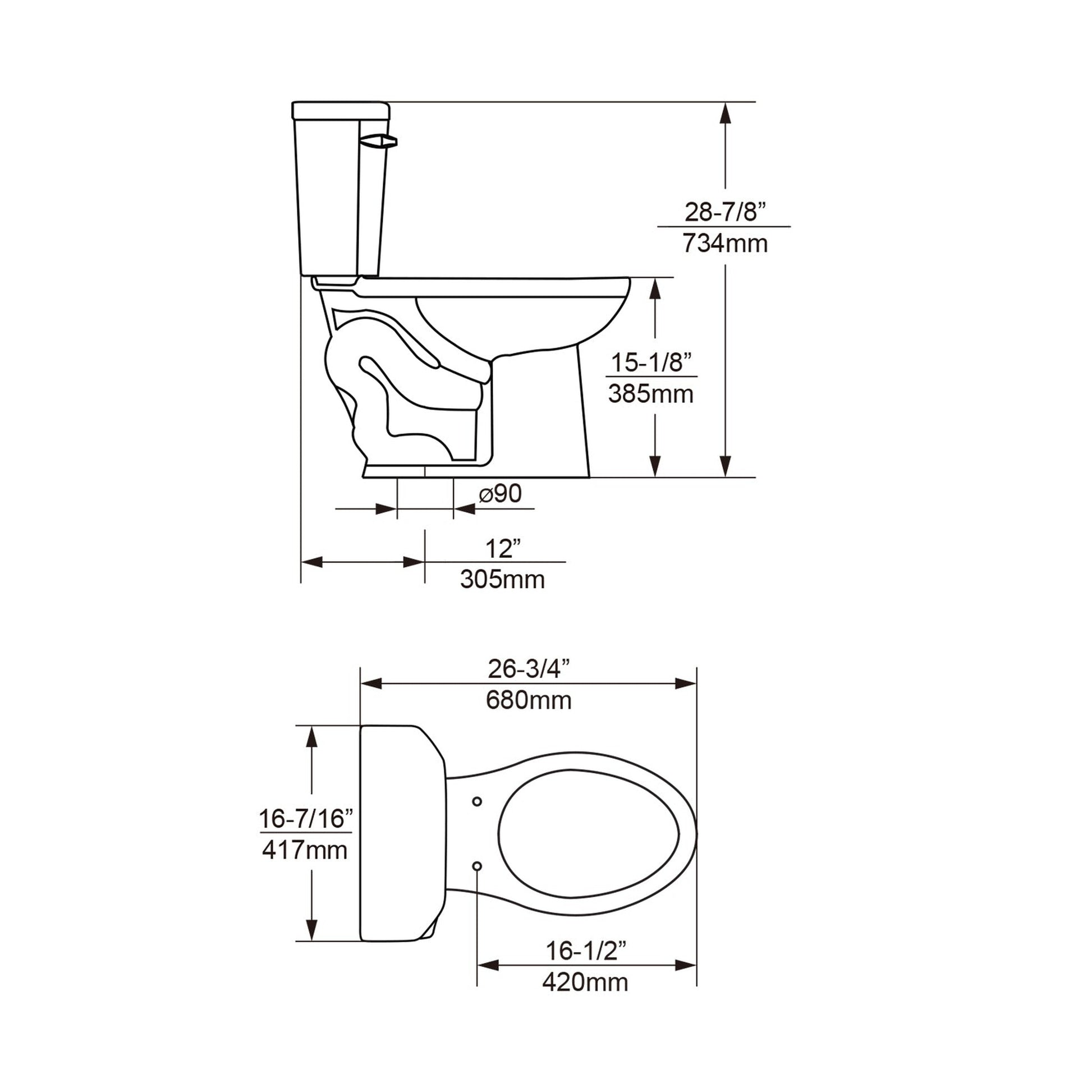 Duko FlushCore Series Atlas 1.28 Two Piece Single Flush Round Front Toilet