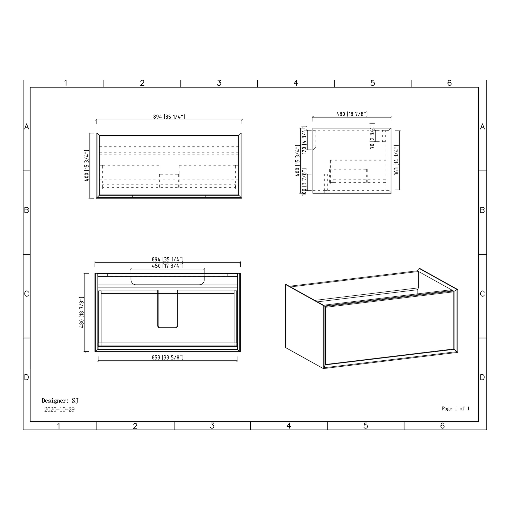 Duko Frula 36" Wooden Vanity Set With White Single Basin and Drawer Cabinet Oak