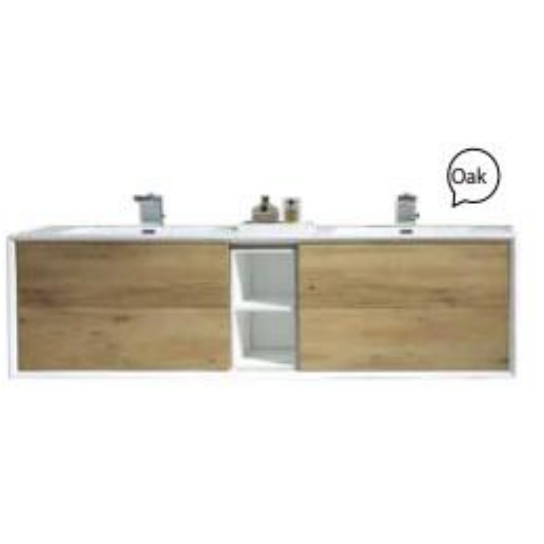 Duko Inalco 72" With White Double Basin and Drawer Cabinet Natural Oak Wooden Vanity Set