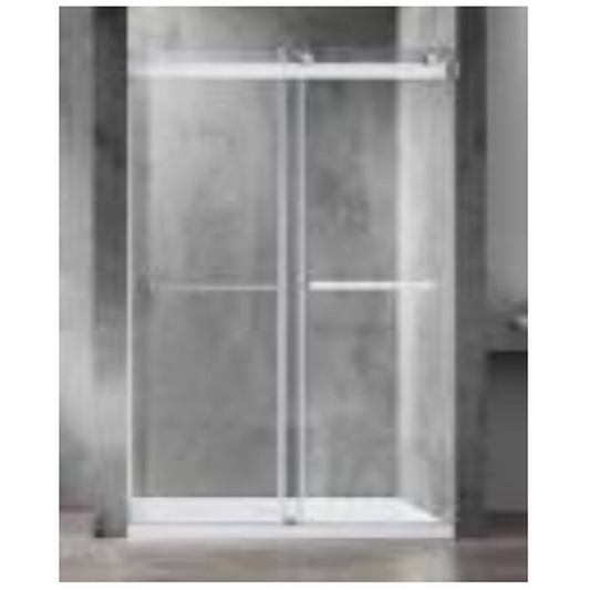 Duko Smoky 60" x 60" Double Sliding Brushed Nickel Aluminum/Glass Shower Door