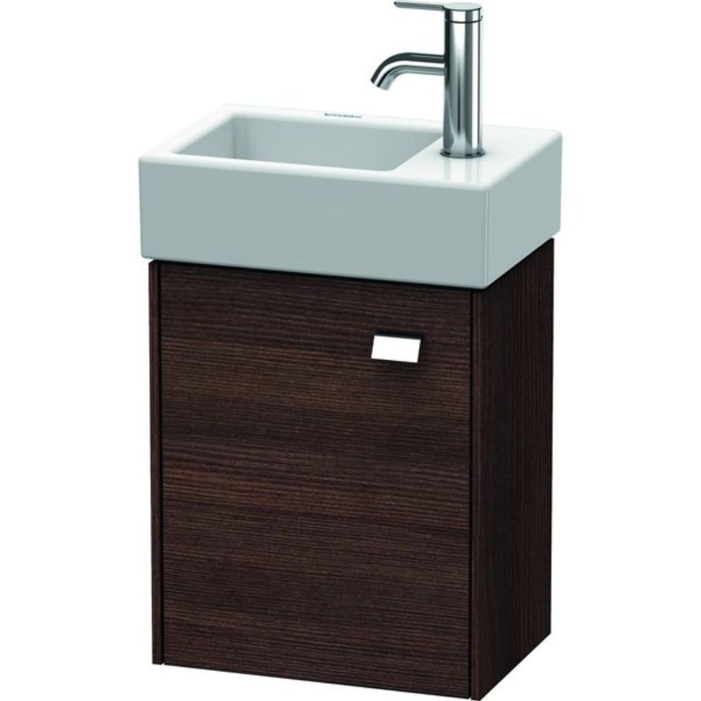 Duravit Brioso 14" x 17" x 9" Wall-Mount Vanity Unit With Left Hinge One Door Cabinet in Chestnut Dark and Chrome Handle