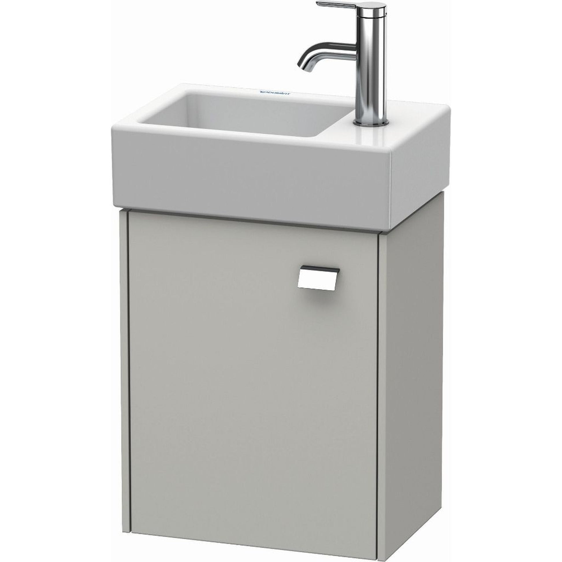 Duravit Brioso 14" x 17" x 9" Wall-Mount Vanity Unit With Left Hinge One Door Cabinet in Concrete Grey Matt and Chrome Handle