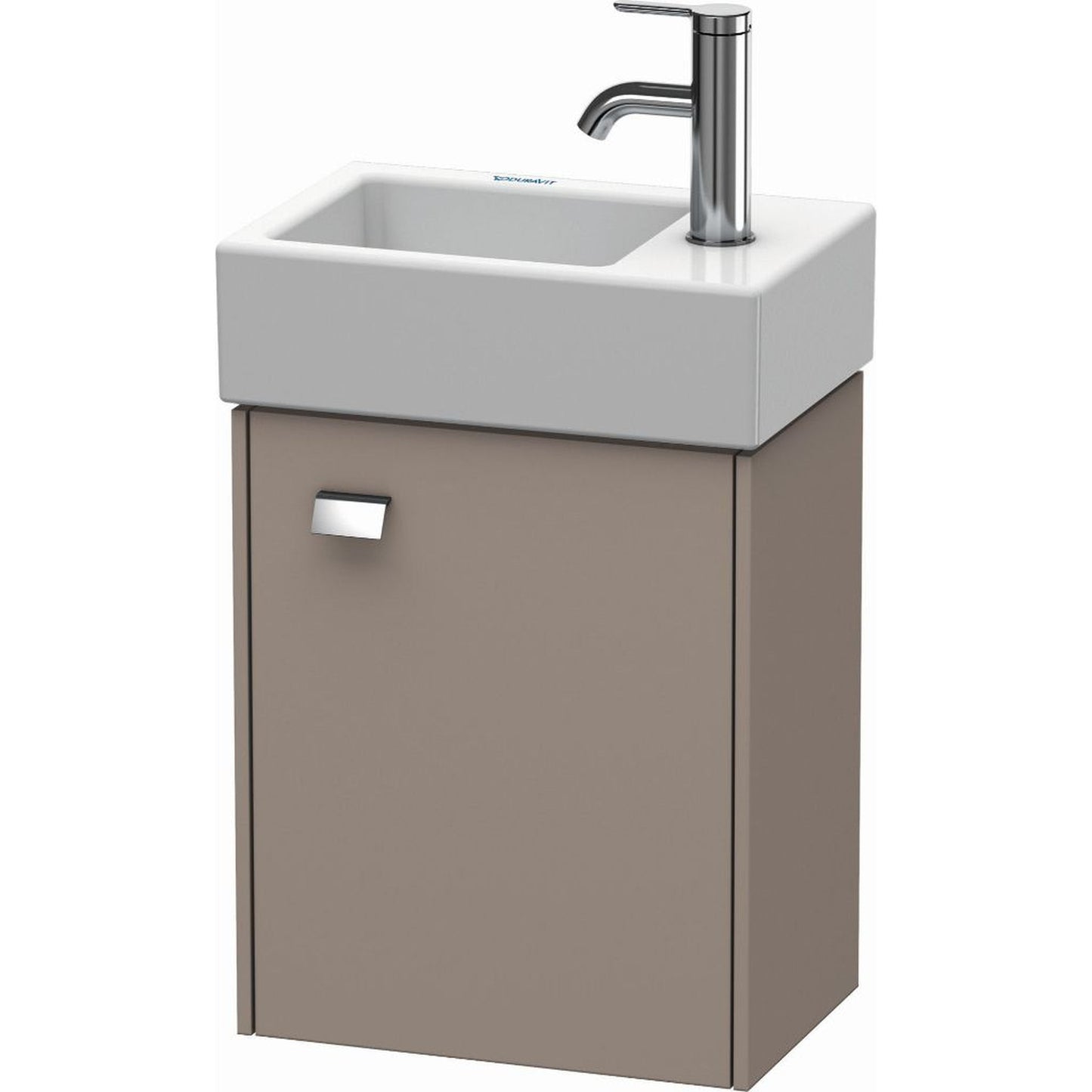 Duravit Brioso 14" x 17" x 9" Wall-Mount Vanity Unit With Right Hinge One Door Cabinet in Basalt Matt and Chrome Handle