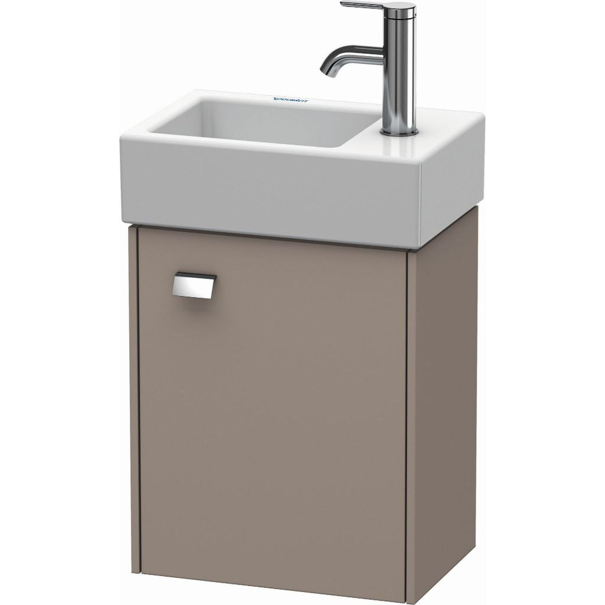 Duravit Brioso 14" x 17" x 9" Wall-Mount Vanity Unit With Right Hinge One Door Cabinet in Basalt Matt and Chrome Handle