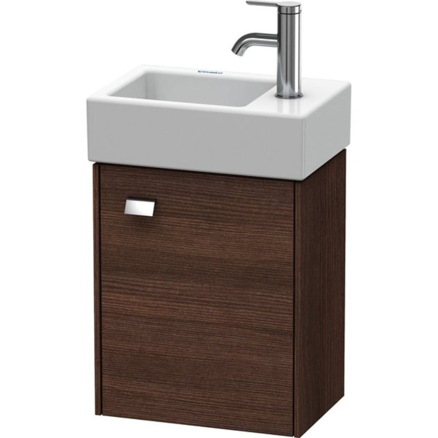 Duravit Brioso 14" x 17" x 9" Wall-Mount Vanity Unit With Right Hinge One Door Cabinet in Chestnut Dark and Chrome Handle