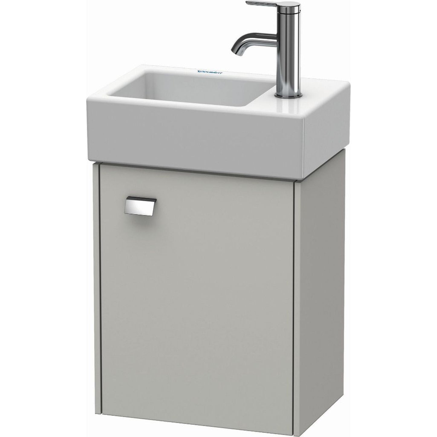 Duravit Brioso 14" x 17" x 9" Wall-Mount Vanity Unit With Right Hinge One Door Cabinet in Concrete Grey Matt and Chrome Handle