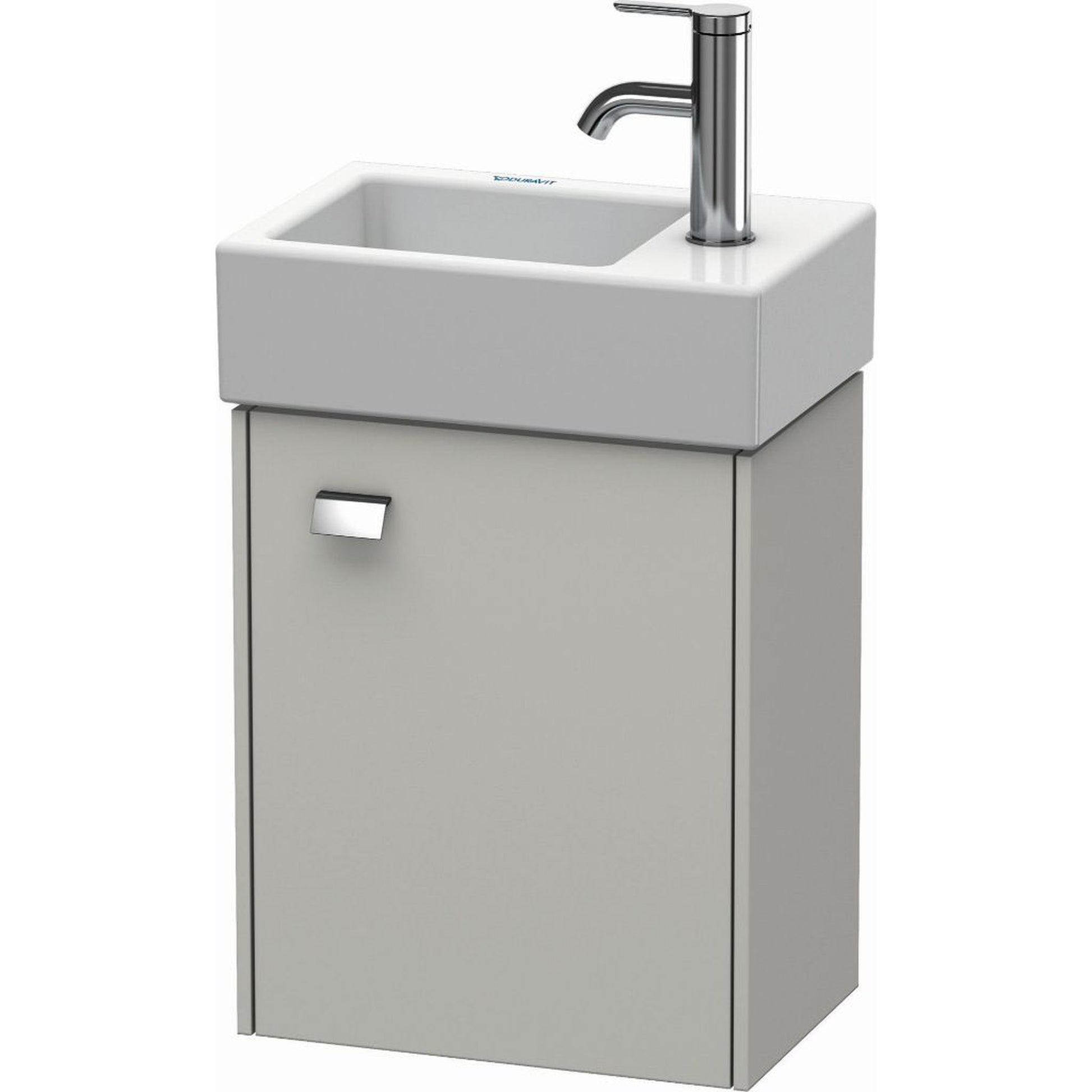 Duravit Brioso 14" x 17" x 9" Wall-Mount Vanity Unit With Right Hinge One Door Cabinet in Concrete Grey Matt and Chrome Handle