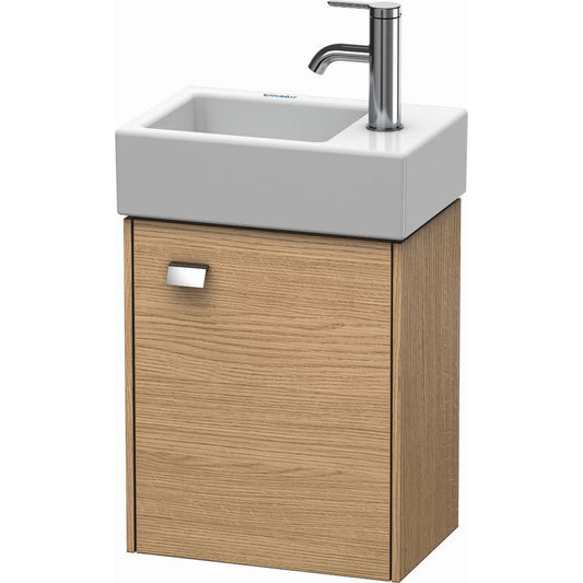 Duravit Brioso 14" x 17" x 9" Wall-Mount Vanity Unit With Right Hinge One Door Cabinet in European Oak and Chrome Handle