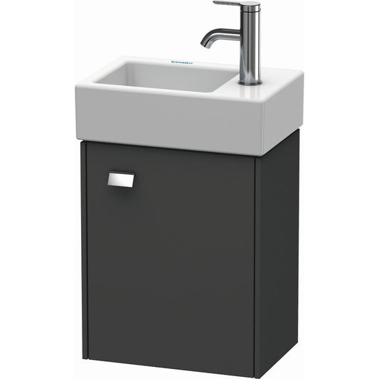 Duravit Brioso 14" x 17" x 9" Wall-Mount Vanity Unit With Right Hinge One Door Cabinet in Graphite Matt and Chrome Handle