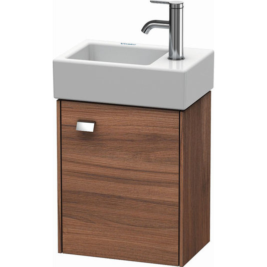 Duravit Brioso 14" x 17" x 9" Wall-Mount Vanity Unit With Right Hinge One Door Cabinet in Natural Walnut and Chrome Handle