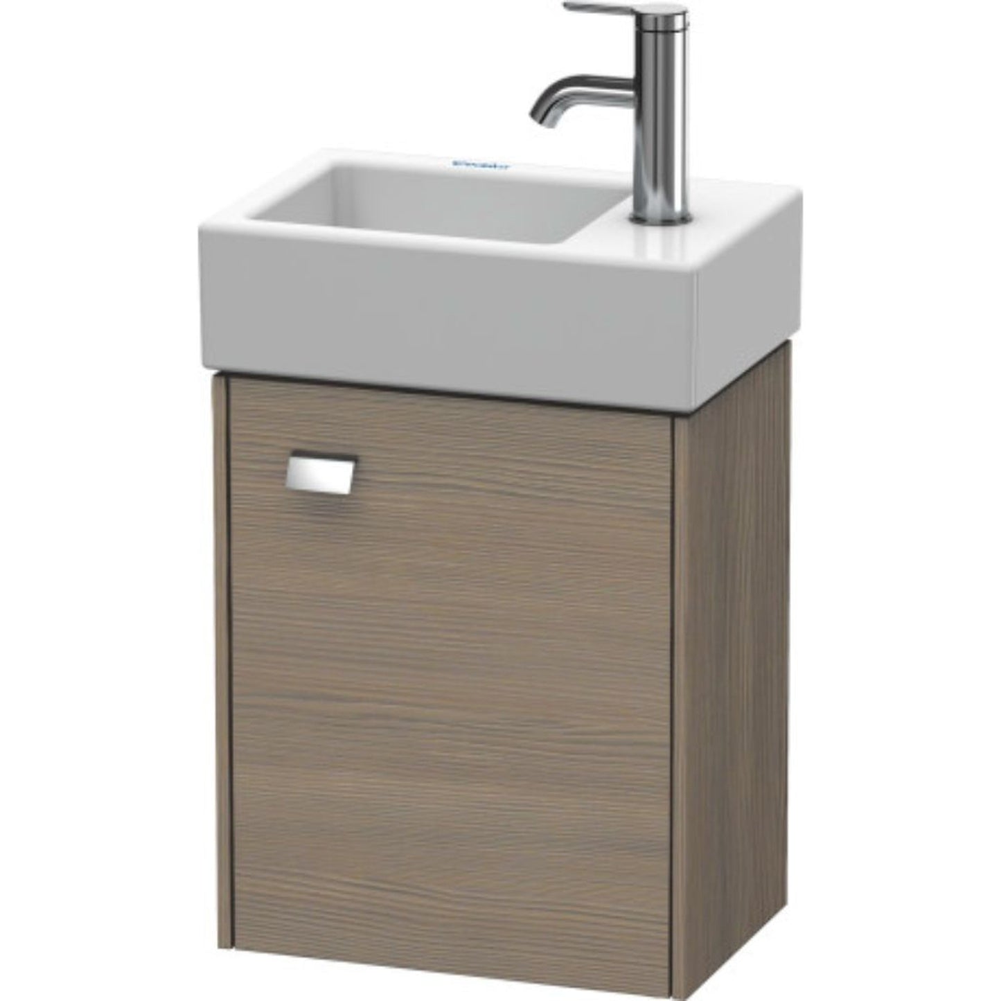 Duravit Brioso 14" x 17" x 9" Wall-Mount Vanity Unit With Right Hinge One Door Cabinet in Oak Terra and Chrome Handle