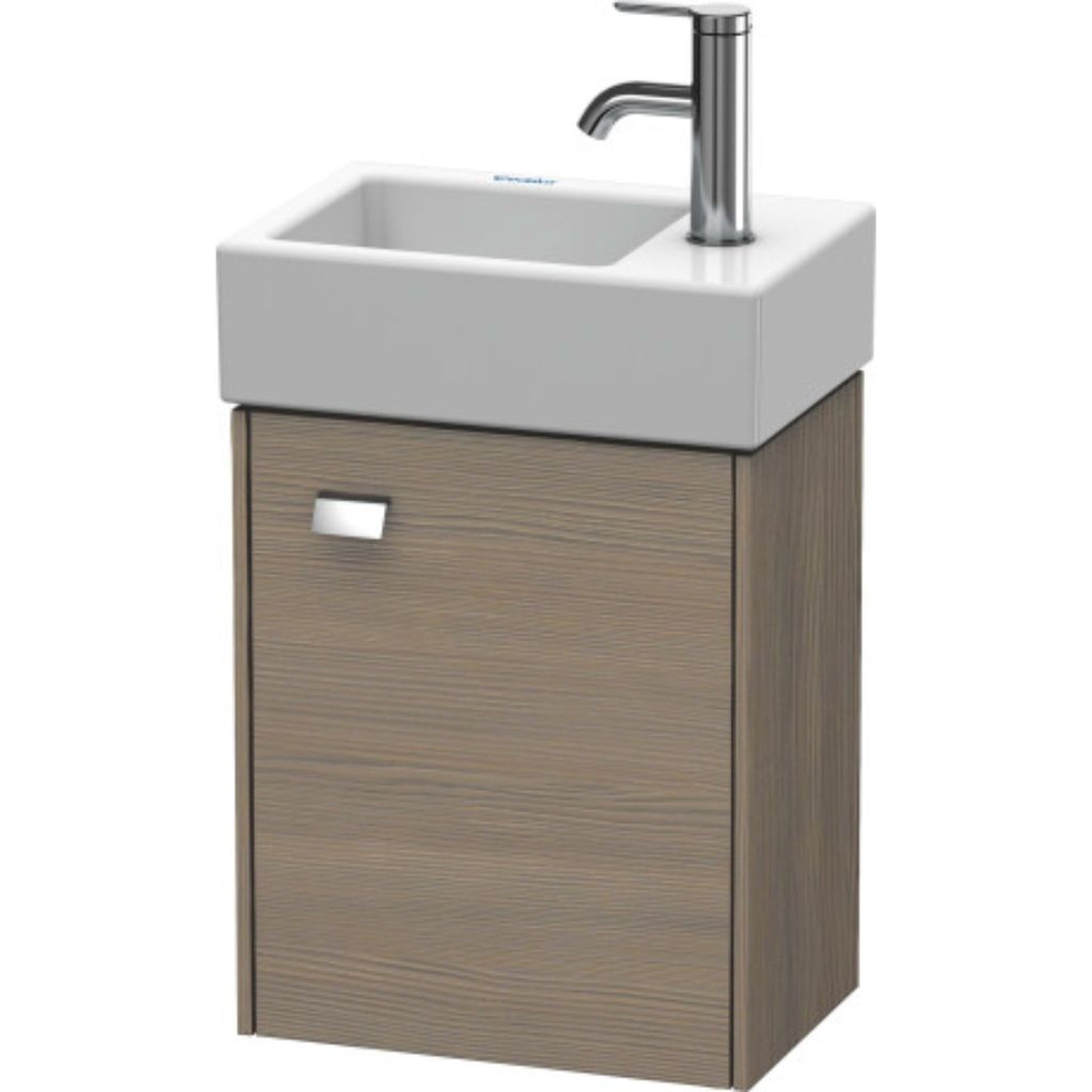 Duravit Brioso 14" x 17" x 9" Wall-Mount Vanity Unit With Right Hinge One Door Cabinet in Oak Terra and Chrome Handle