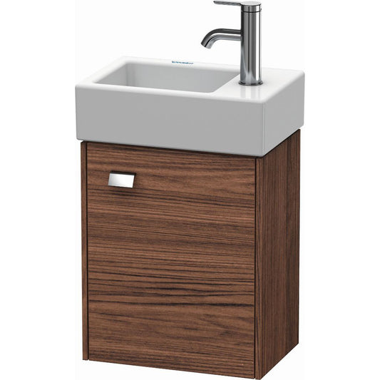 Duravit Brioso 14" x 17" x 9" Wall-Mount Vanity Unit With Right Hinge One Door Cabinet in Walnut Dark and Chrome Handle