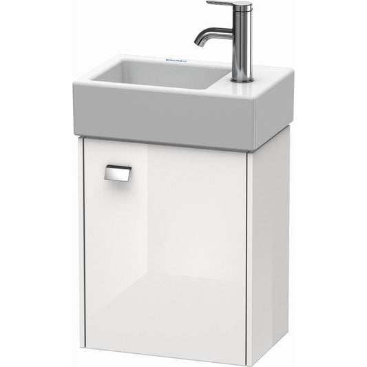 Duravit Brioso 14" x 17" x 9" Wall-Mount Vanity Unit With Right Hinge One Door Cabinet in White High Gloss and Chrome Handle