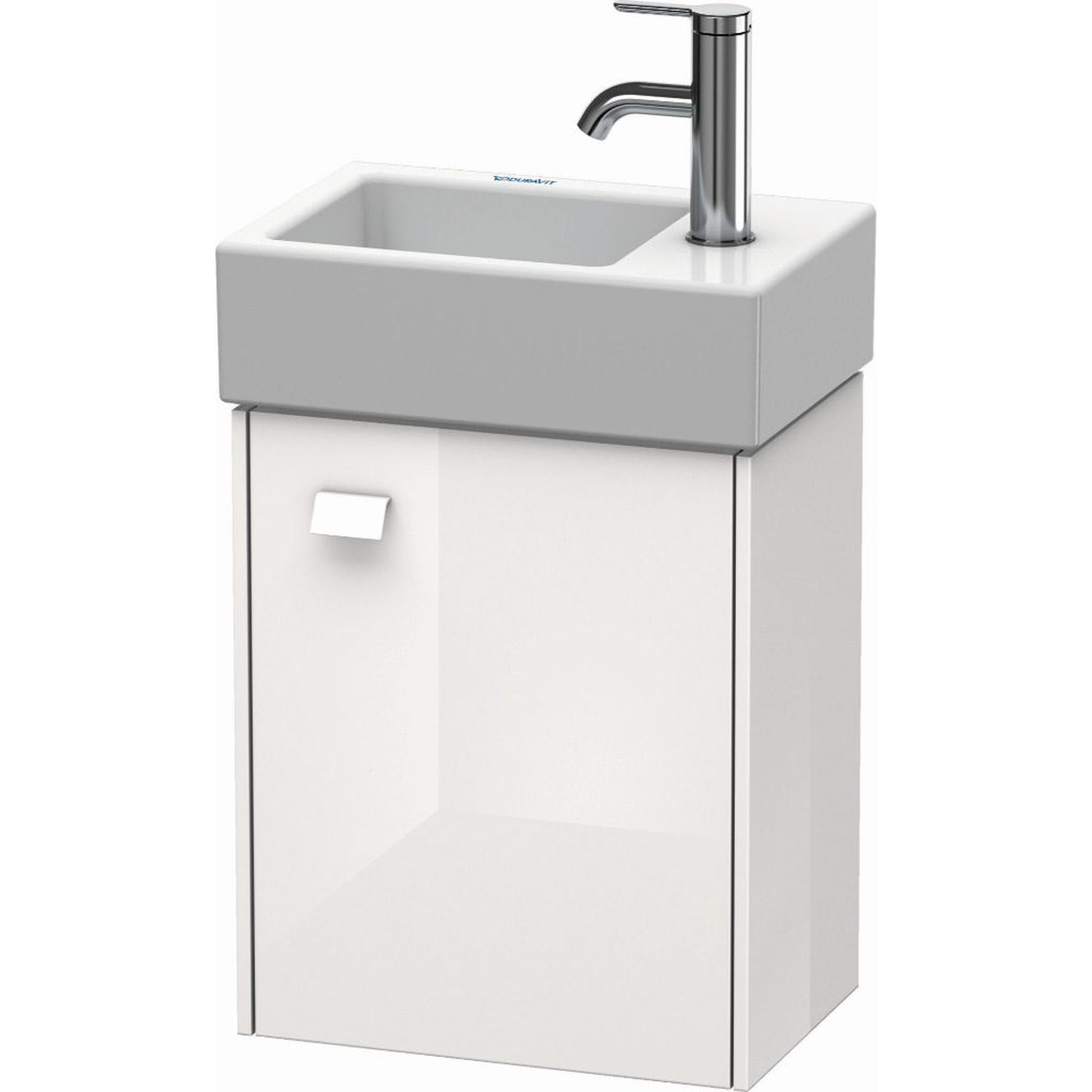 Duravit Brioso 14" x 17" x 9" Wall-Mount Vanity Unit With Right Hinge One Door Cabinet in White High Gloss