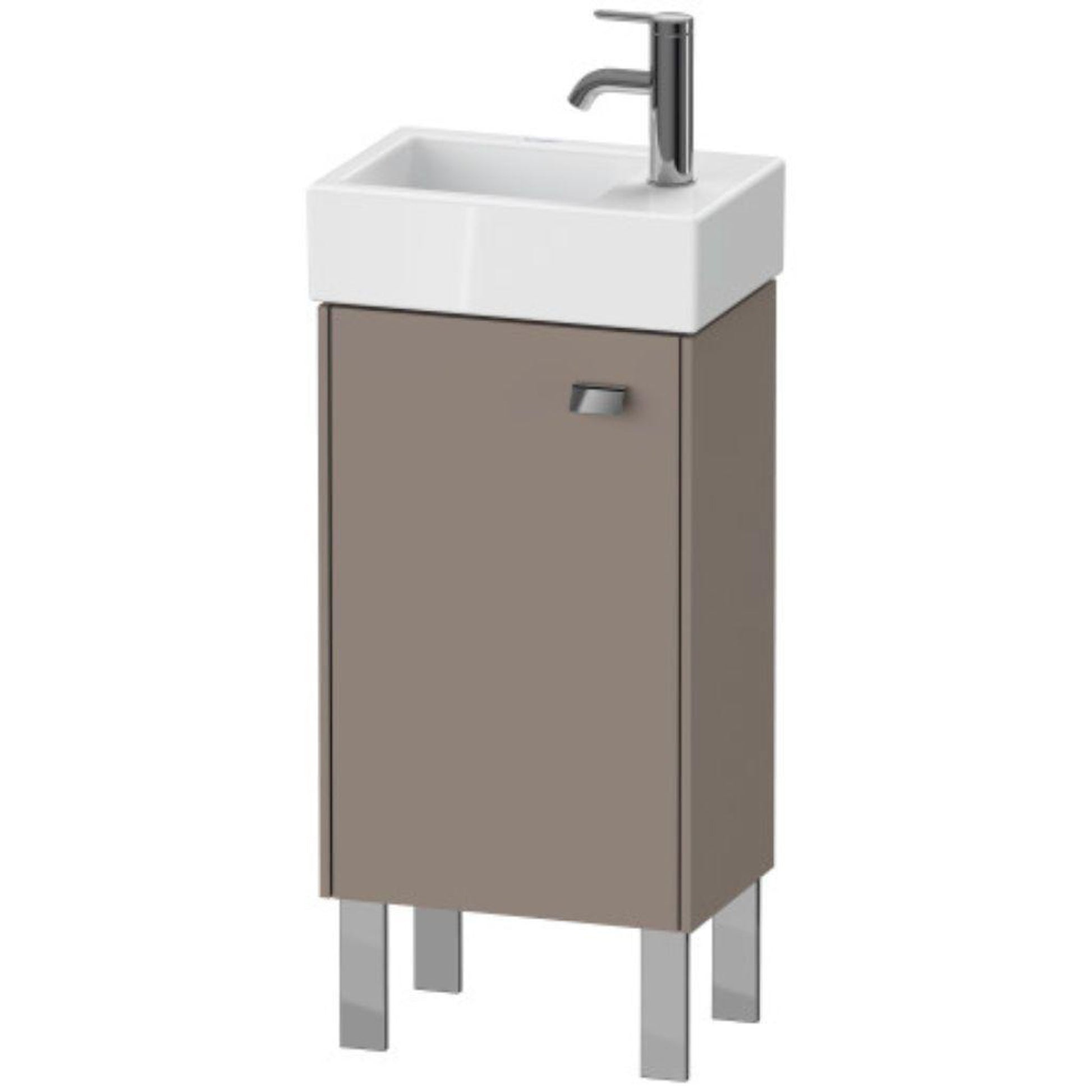Duravit Brioso 14" x 22" x 9" Floor Standing Vanity Unit With Left Hinge One Door Cabinet in Basalt Matt and Chrome Handle