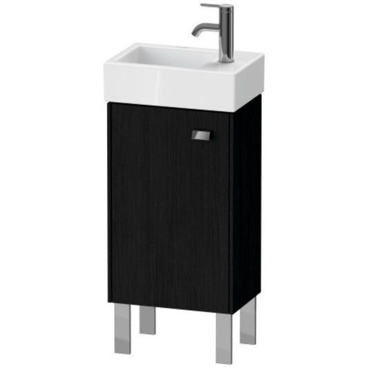 Duravit Brioso 14" x 22" x 9" Floor Standing Vanity Unit With Left Hinge One Door Cabinet in Black Oak and Chrome Handle