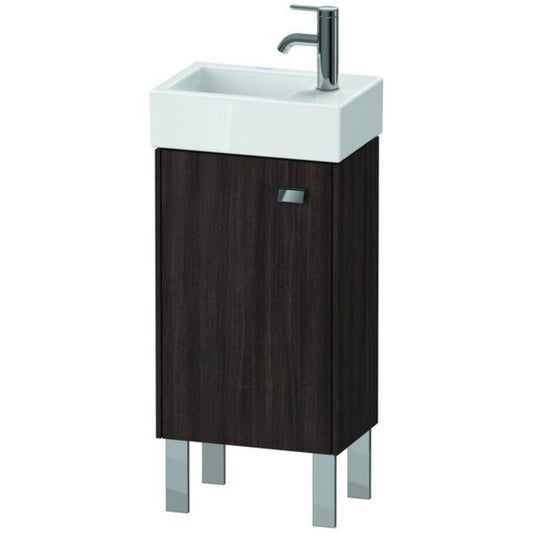 Duravit Brioso 14" x 22" x 9" Floor Standing Vanity Unit With Left Hinge One Door Cabinet in Chestnut Dark and Chrome Handle