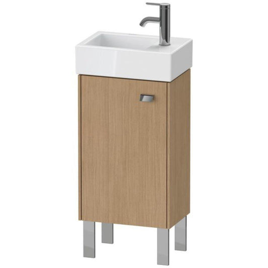 Duravit Brioso 14" x 22" x 9" Floor Standing Vanity Unit With Left Hinge One Door Cabinet in European Oak and Chrome Handle