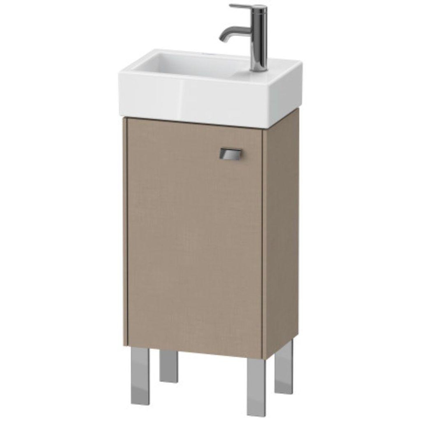 Duravit Brioso 14" x 22" x 9" Floor Standing Vanity Unit With Left Hinge One Door Cabinet in Linen and Chrome Handle