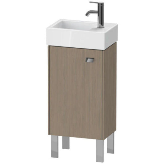 Duravit Brioso 14" x 22" x 9" Floor Standing Vanity Unit With Left Hinge One Door Cabinet in Oak Terra and Chrome Handle