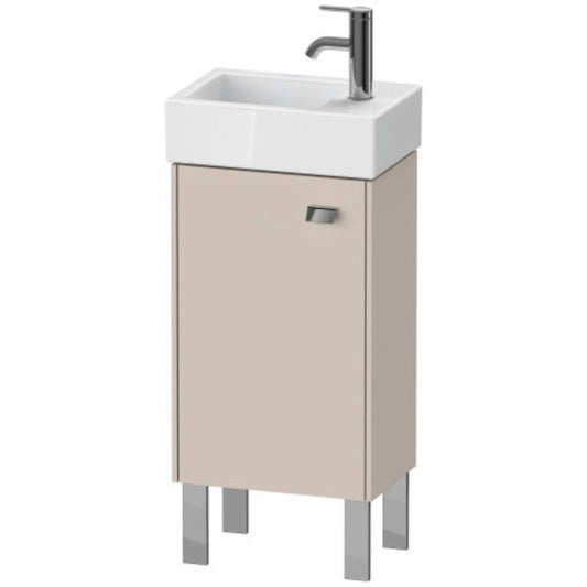 Duravit Brioso 14" x 22" x 9" Floor Standing Vanity Unit With Left Hinge One Door Cabinet in Taupe and Chrome Handle