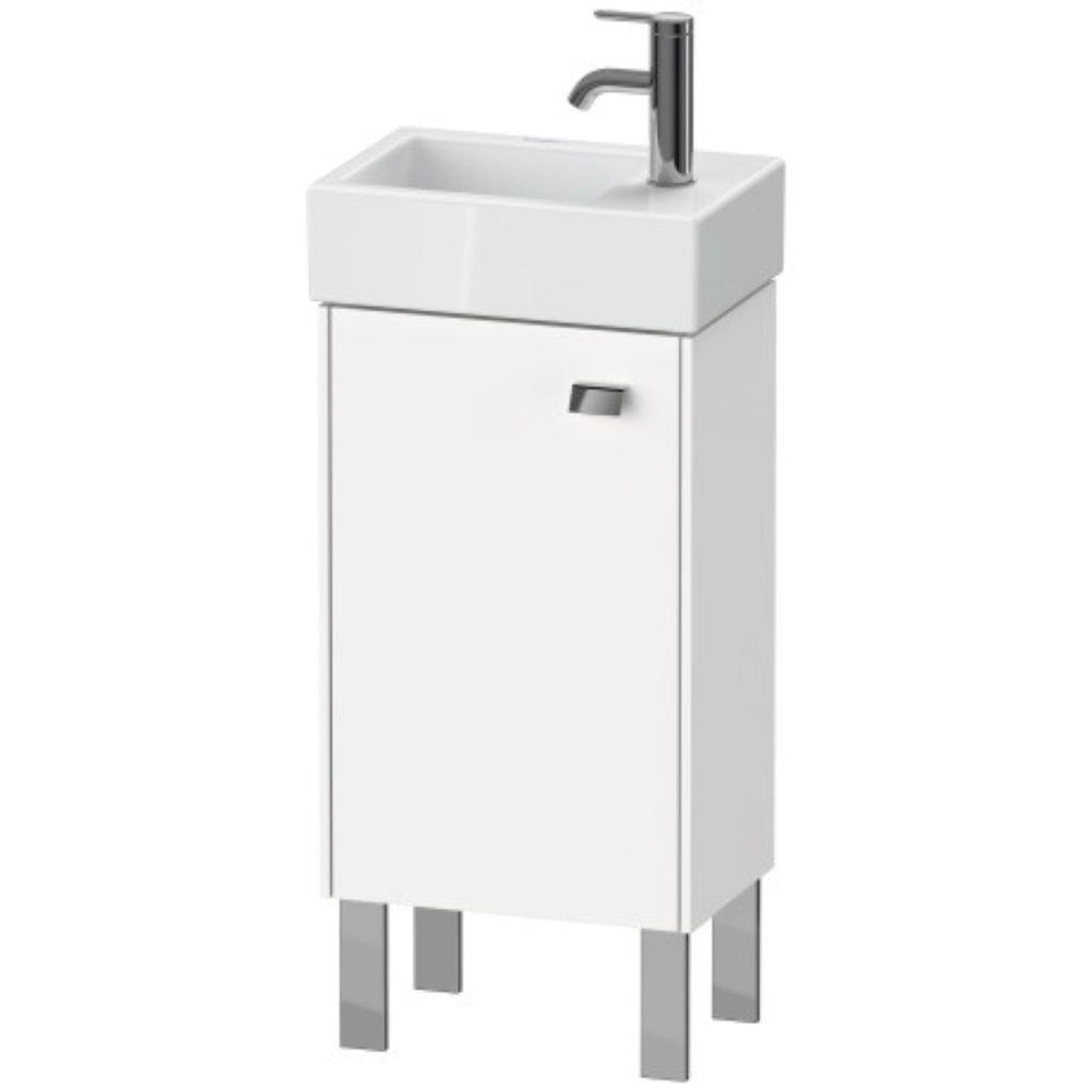 Duravit Brioso 14" x 22" x 9" Floor Standing Vanity Unit With Left Hinge One Door Cabinet in White Matt and Chrome Handle