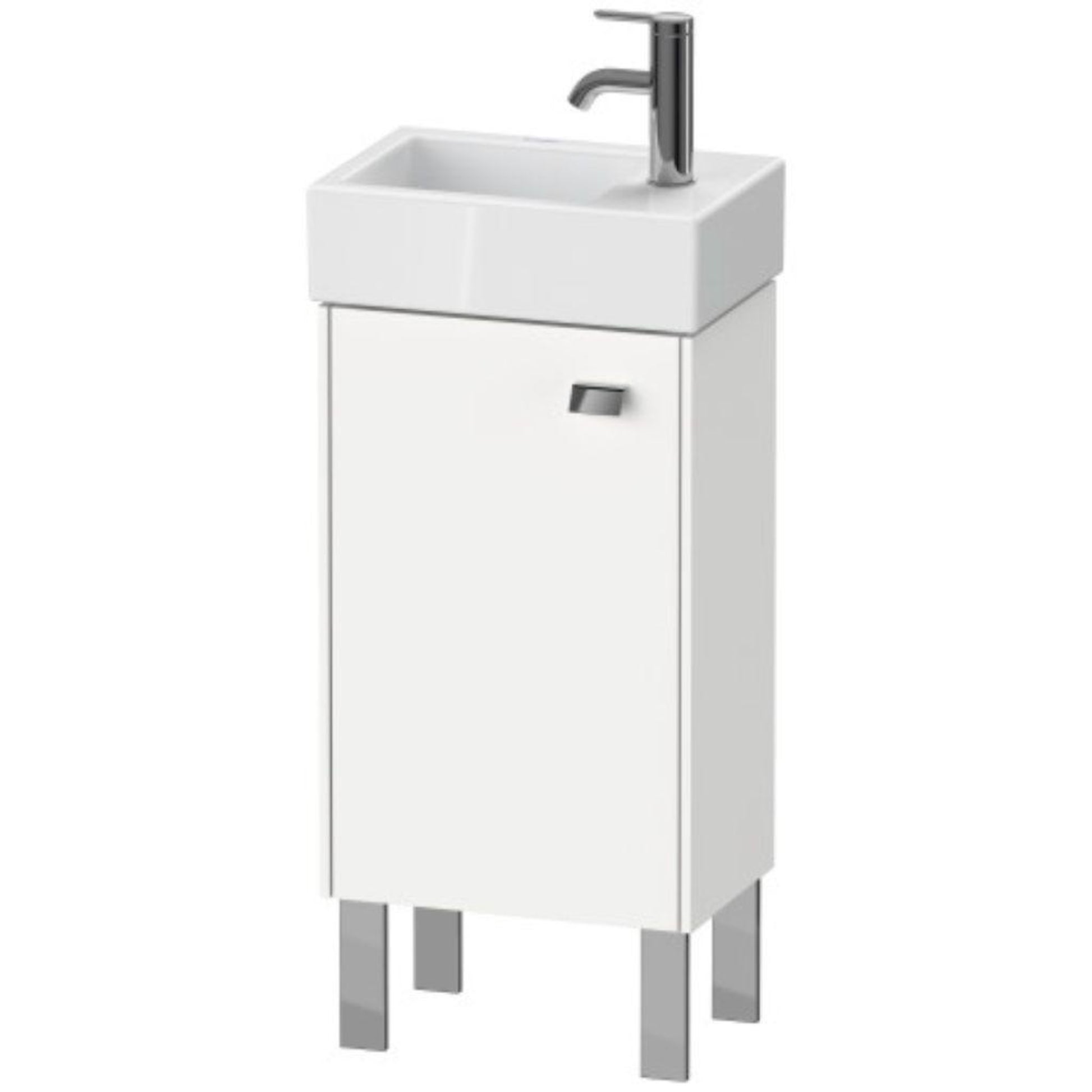 Duravit Brioso 14" x 22" x 9" Floor Standing Vanity Unit With Left Hinge One Door Cabinet in White Matt and Chrome Handle