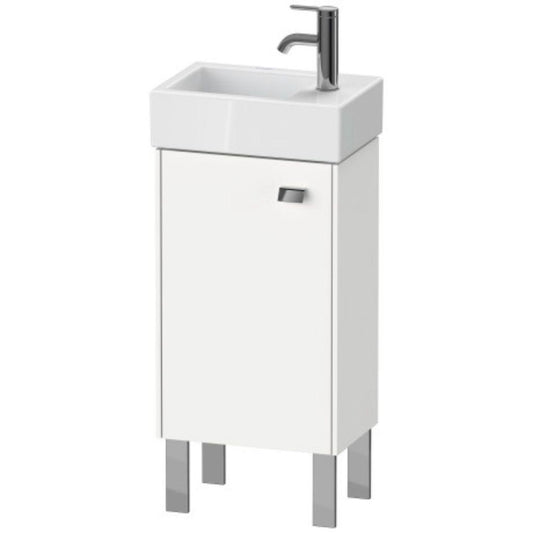 Duravit Brioso 14" x 22" x 9" Floor Standing Vanity Unit With Left Hinge One Door Cabinet in White Matt and Chrome Handle