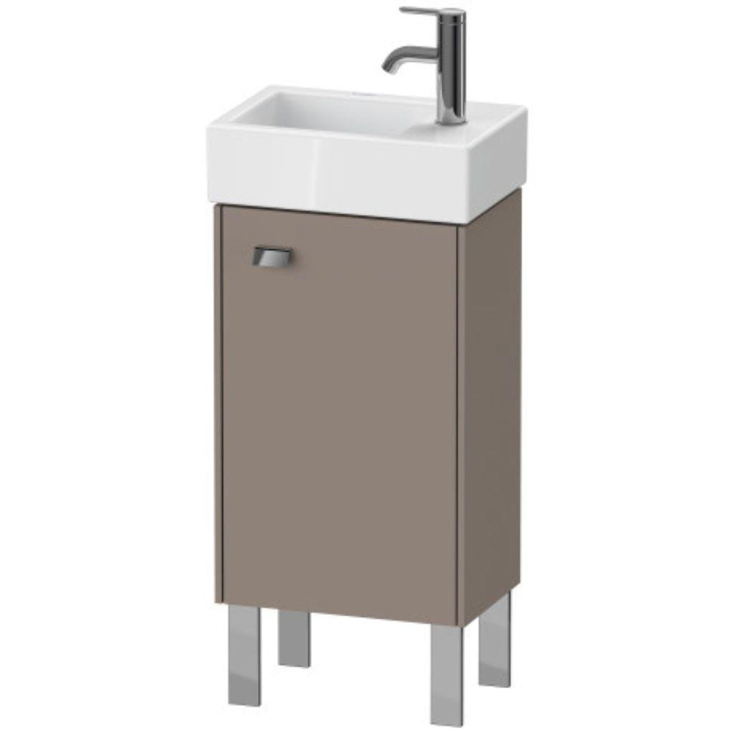 Duravit Brioso 14" x 22" x 9" Floor Standing Vanity Unit With Right Hinge One Door Cabinet in Basalt Matt and Chrome Handle