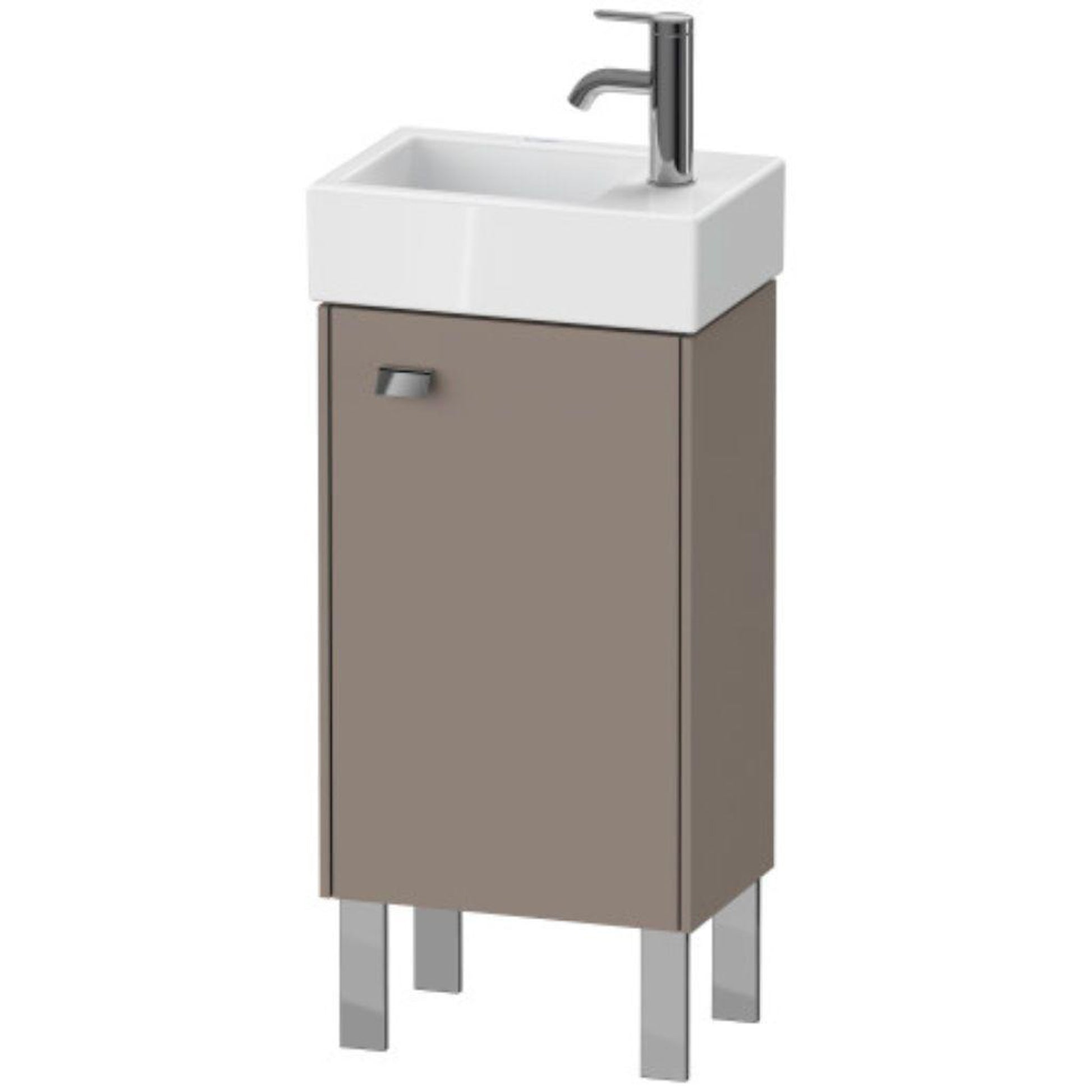 Duravit Brioso 14" x 22" x 9" Floor Standing Vanity Unit With Right Hinge One Door Cabinet in Basalt Matt and Chrome Handle
