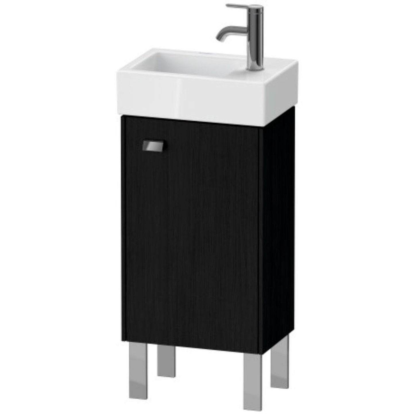 Duravit Brioso 14" x 22" x 9" Floor Standing Vanity Unit With Right Hinge One Door Cabinet in Black Oak and Chrome Handle