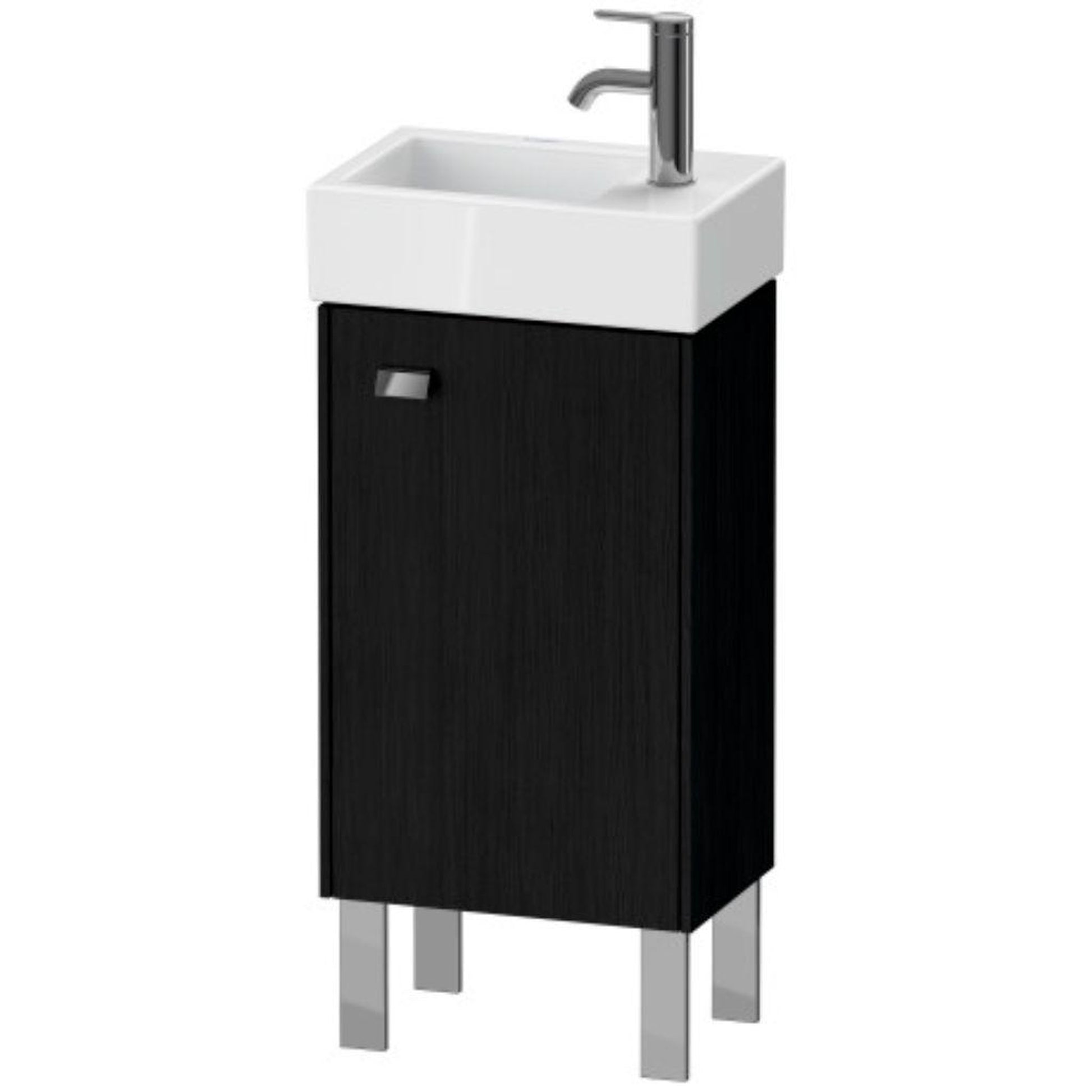 Duravit Brioso 14" x 22" x 9" Floor Standing Vanity Unit With Right Hinge One Door Cabinet in Black Oak and Chrome Handle