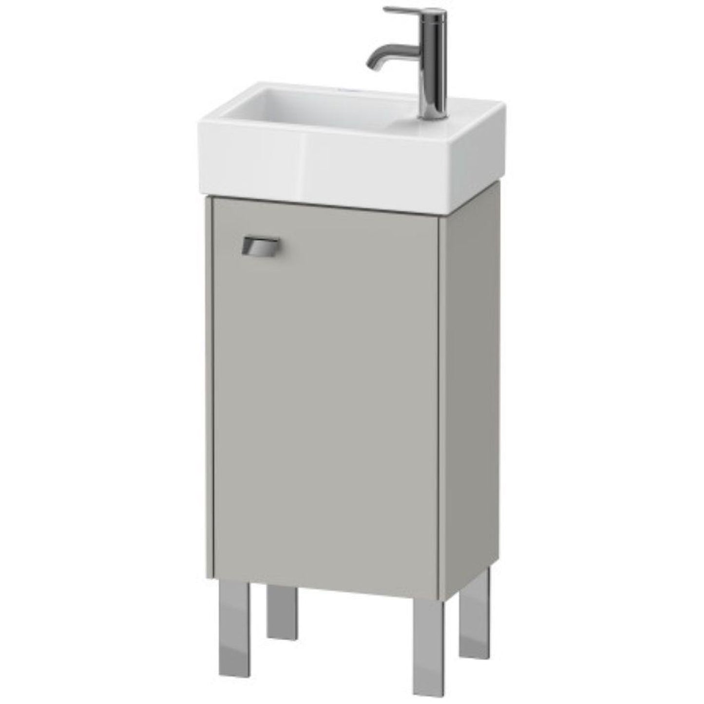 Duravit Brioso 14" x 22" x 9" Floor Standing Vanity Unit With Right Hinge One Door Cabinet in Concrete Grey Matt and Chrome Handle