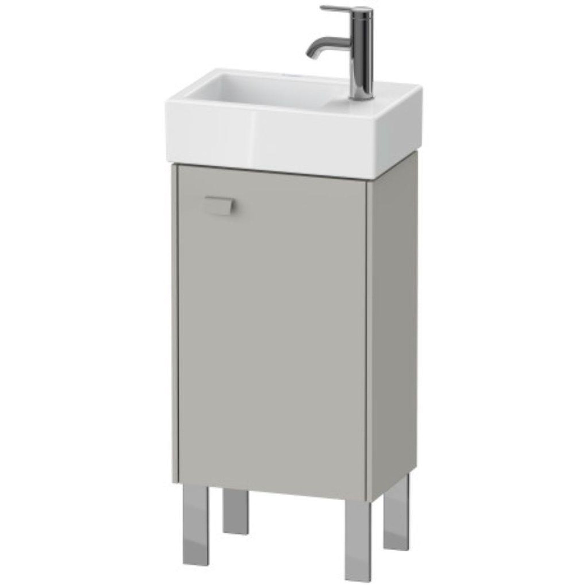 Duravit Brioso 14" x 22" x 9" Floor Standing Vanity Unit With Right Hinge One Door Cabinet in Concrete Grey Matt