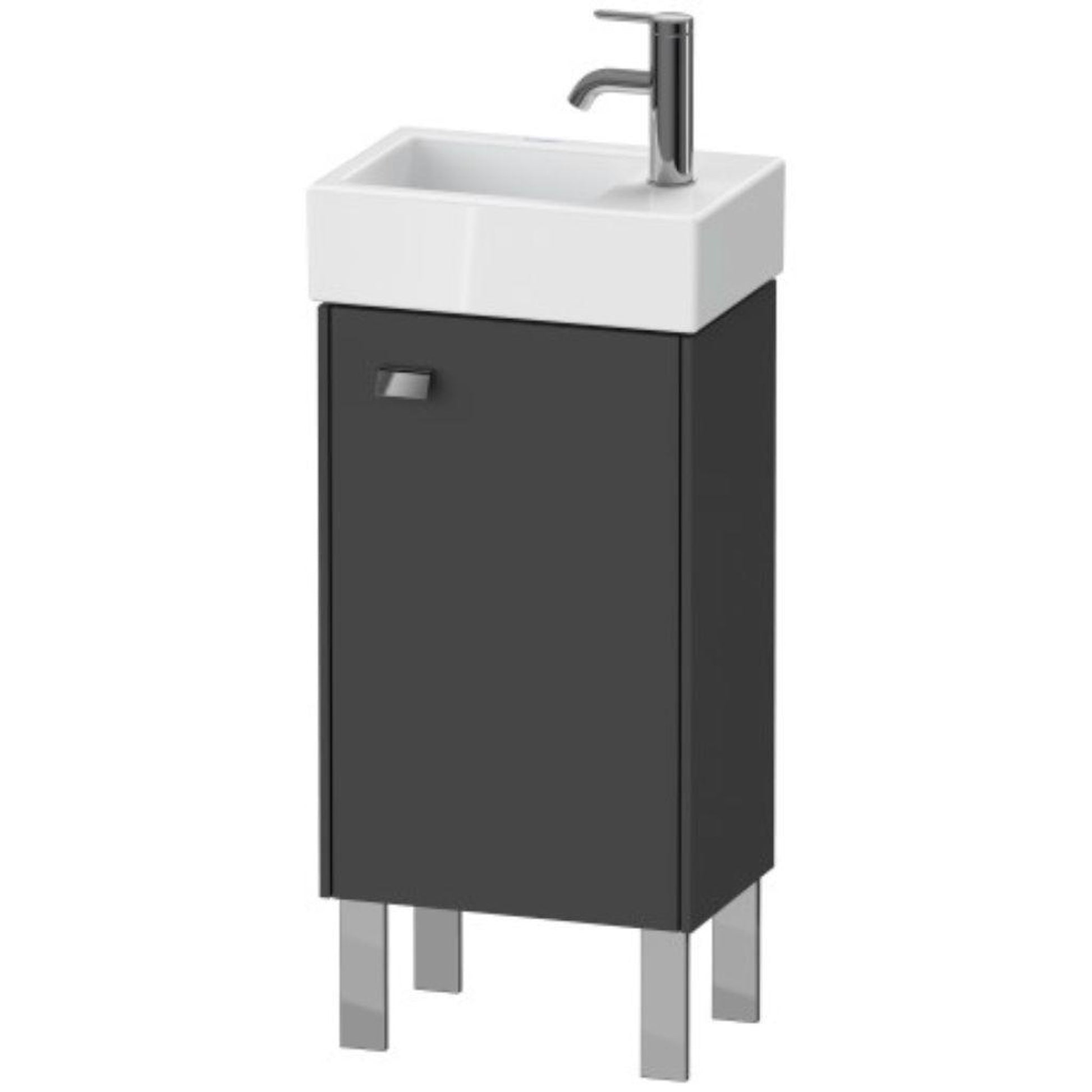 Duravit Brioso 14" x 22" x 9" Floor Standing Vanity Unit With Right Hinge One Door Cabinet in Graphite Matt and Chrome Handle