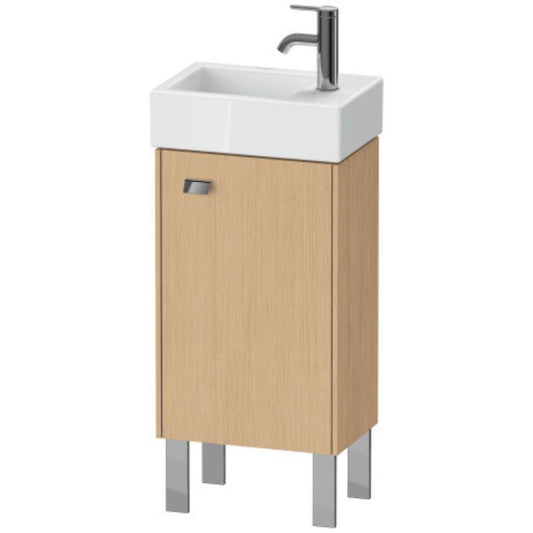Duravit Brioso 14" x 22" x 9" Floor Standing Vanity Unit With Right Hinge One Door Cabinet in Natural Oak and Chrome Handle