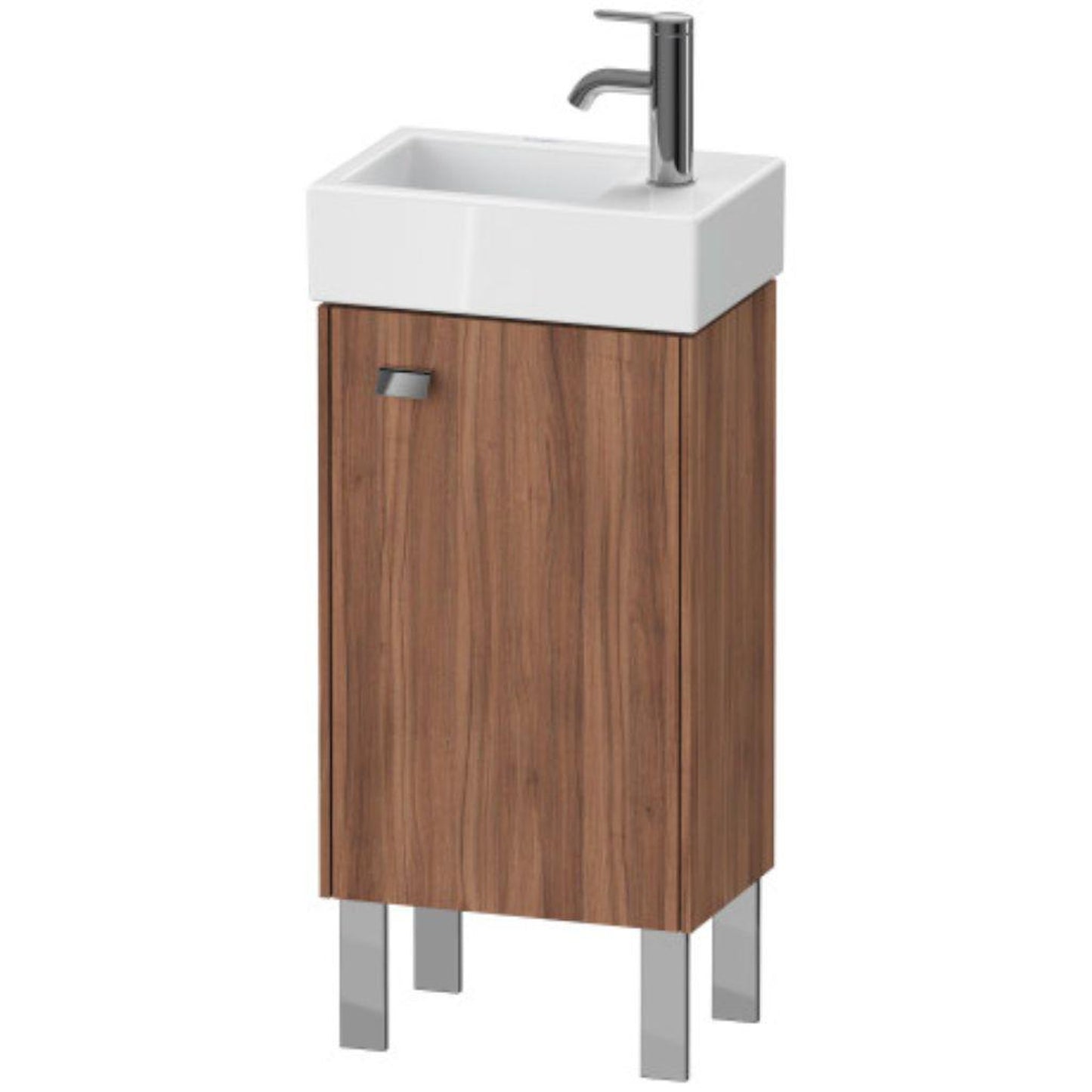 Duravit Brioso 14" x 22" x 9" Floor Standing Vanity Unit With Right Hinge One Door Cabinet in Natural Walnut and Chrome Handle