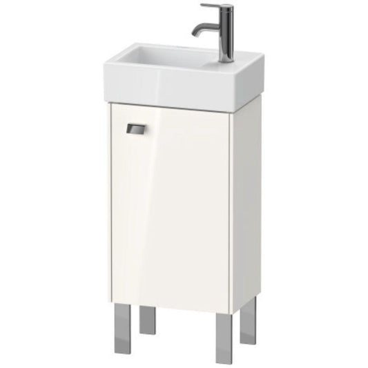 Duravit Brioso 14" x 22" x 9" Floor Standing Vanity Unit With Right Hinge One Door Cabinet in White High Gloss and Chrome Handle